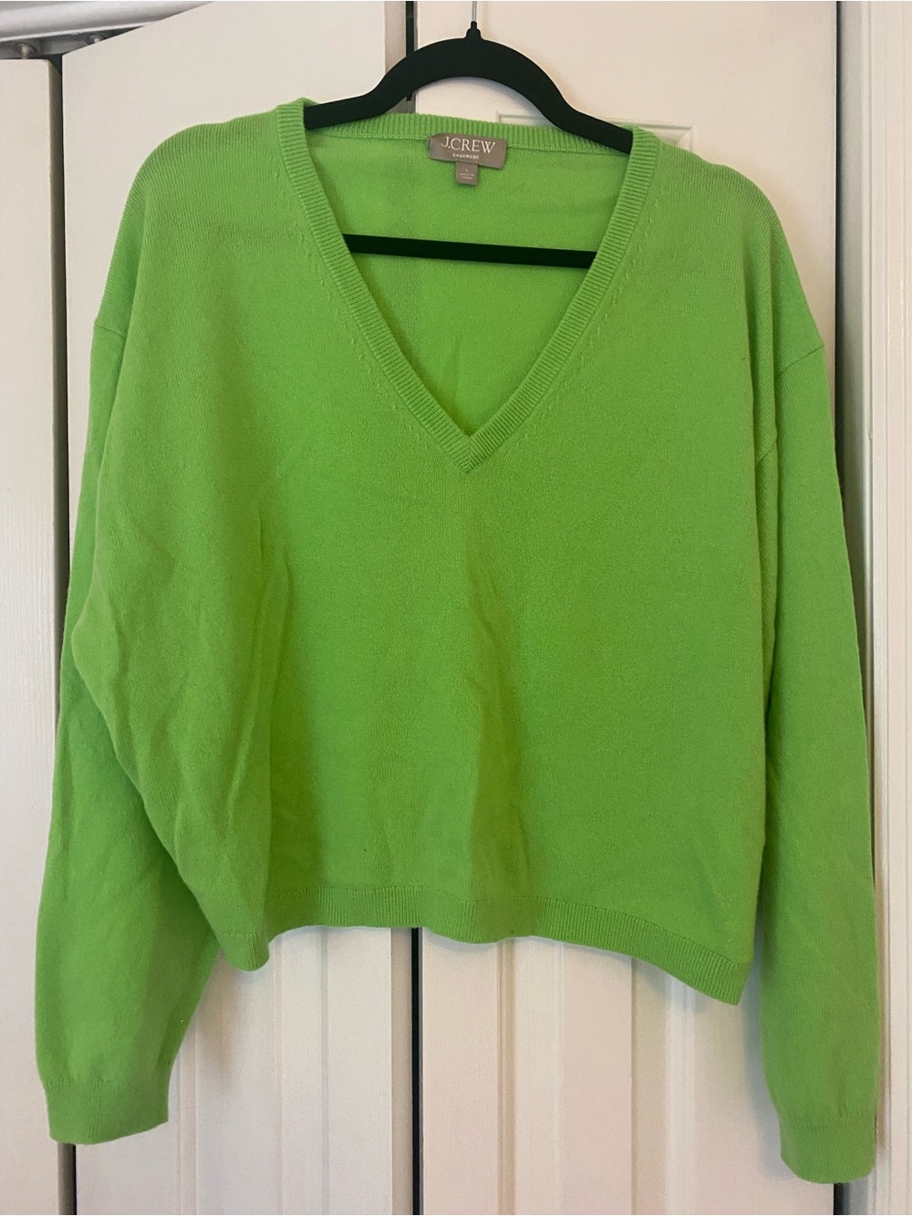 J. Crew Women's V-Neck Sweater in Lime Green
